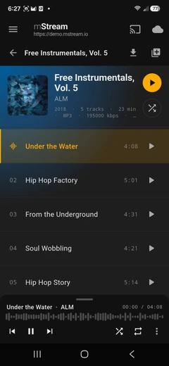 mStream Music: album track list