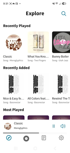 mStream Player by Niera Tech: Explore — recently played, recently added, most played